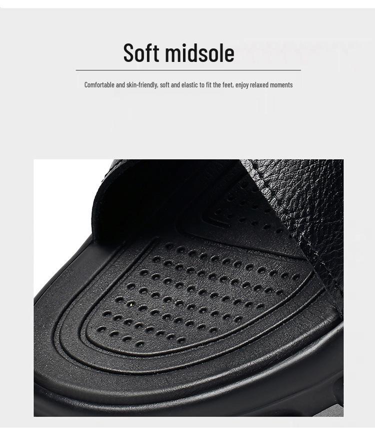 Men's Plus Size Cowhide Flip-Flops - Lightweight, Thick Sole, Summer Beach Sandals
