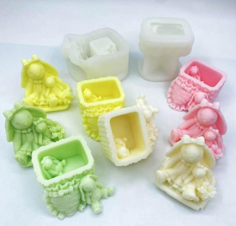 Cute Animal Candle Molds Lovely Rabbits Storage Box Silicone Molds Jewelry Box Resins Molds Soap Molds Home Decorations