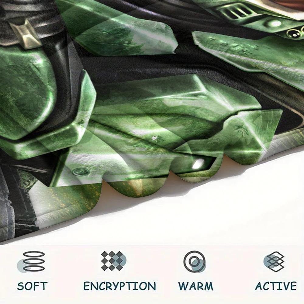 1Pc Halo Game Print Flannel Blanket, High Quality Comfortable for All Seasons, Home Decor, Warmth and Comfort, Perfect for Christmas Gifts 54