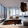 Retro American-Style Cowhide Carpet: High-Grade Leather Floor Mat for Living Room and Bedroom, Light Luxury, Soft, and Trendy Design.