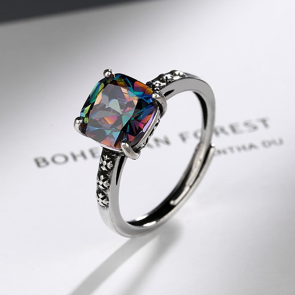 925 Silver Colour Zircon Open Rings For Women Engagement Luxury Jewelry Gift Female Jewellery