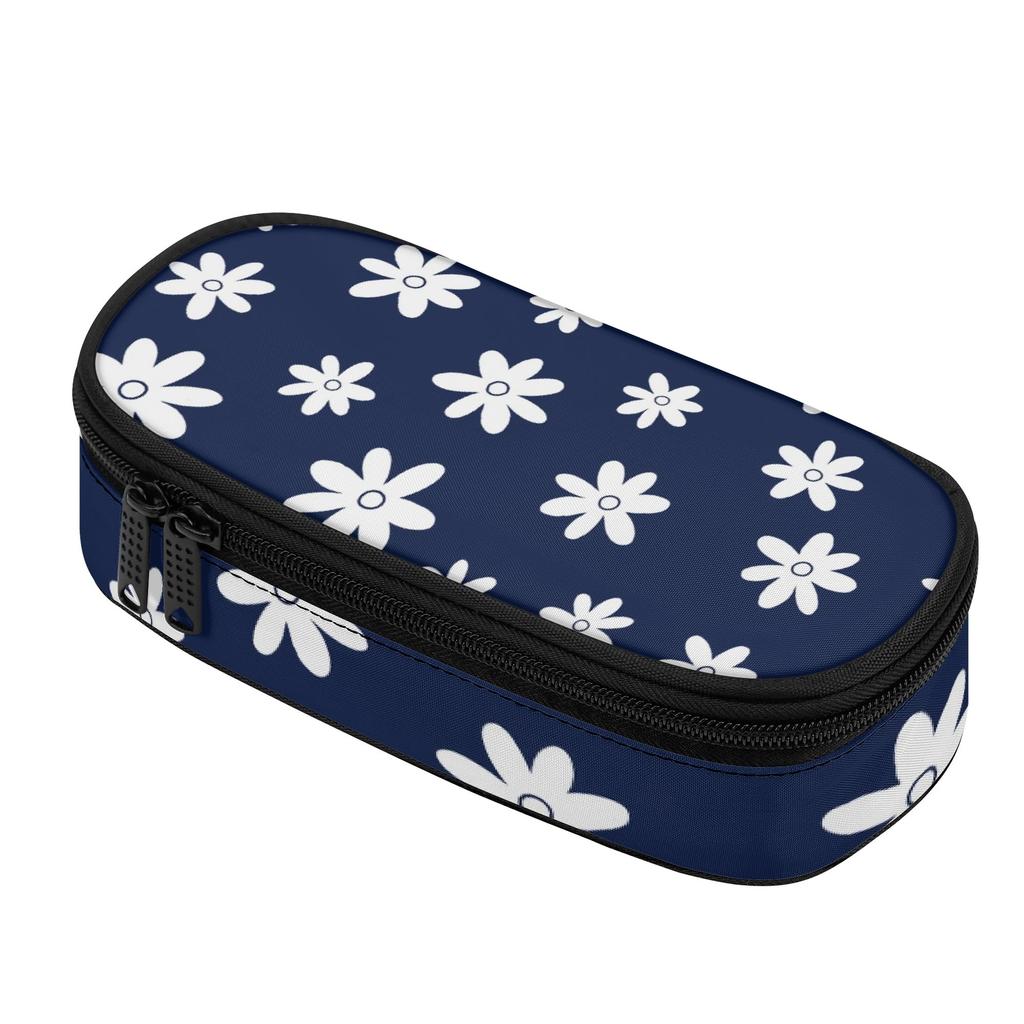 Pencil Pouch Large Capacity Printed Zipper Closure 300D Polyester with Mesh Pocket Removable Divider and Pen Slots for Boys Girls