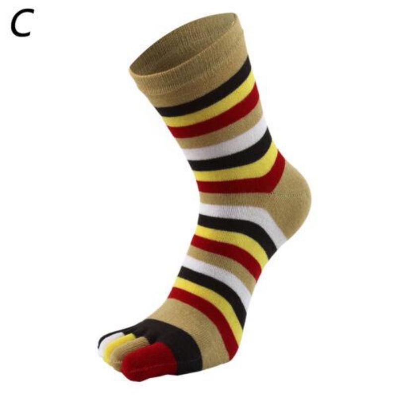 Calzini da Donna Ragazza Traspiranti a Cinque Dita Colorati a Righe in Cotone con Dita Separate ZPG