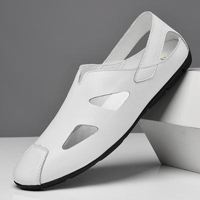 Sandali da Uomo Estivi in Vera Pelle Ciabatte da Spiaggia Scarpe Sandali di Marca Slip-On Traspiranti con Foro Ciabatte Scarpe Casual Zapatos Hombre