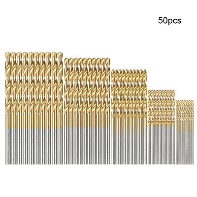 Jeu de forets hélicoïdaux en titane plaqué HSS, système métrique 1.0-3.0mm, acier rapide, titane, 50 pièces