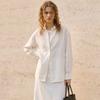 % Cotton Shirt Women's Soft Comfortable White Cardigan Top Casual Loose Shirt Commuter/Vacation Style