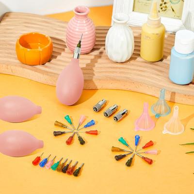 1 Set Pottery Smear Bottle Convenient Filling Versatile Needles Easy Squeeze Pottery Glaze Precision Tip Applicator Bottle Set