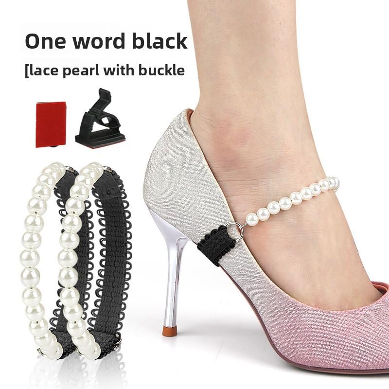Pearl Lace Bundle Shoelaces Hollow High Heels Free Installation Anti-drop Heel Straps Slippers Become Sandals Lazy Fixing Straps