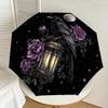 1pc Moonlit Raven with Purple Roses Umbrella with Plastic Handle,Suitable for All Seasons Home Travel Outdoor UmbrellaDD1530