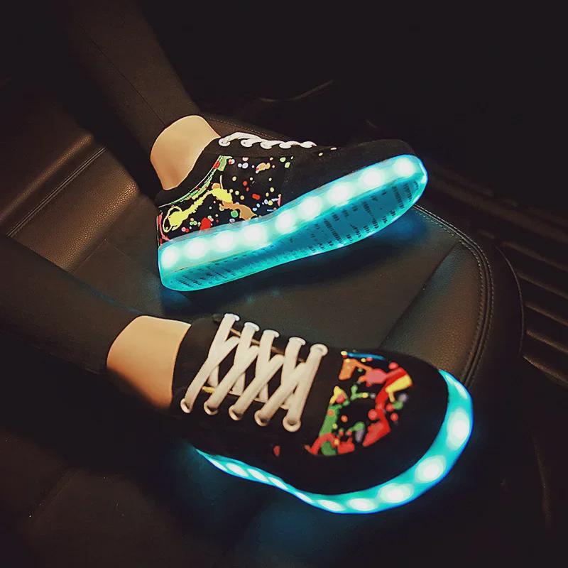 Summer Couple Graffiti LED Light-Up Sneakers with USB Charging