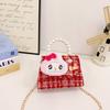 Melody Hello Kitty Puppen Dekor Schulter Crossbody Tasche Künstliche Perlenhenkel für den täglichen Gebrauch