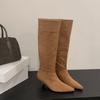 666-5~ French Pointed But Knee Boots Women's Boots New Tall Stacking Boots In Autumn and Winter 2025