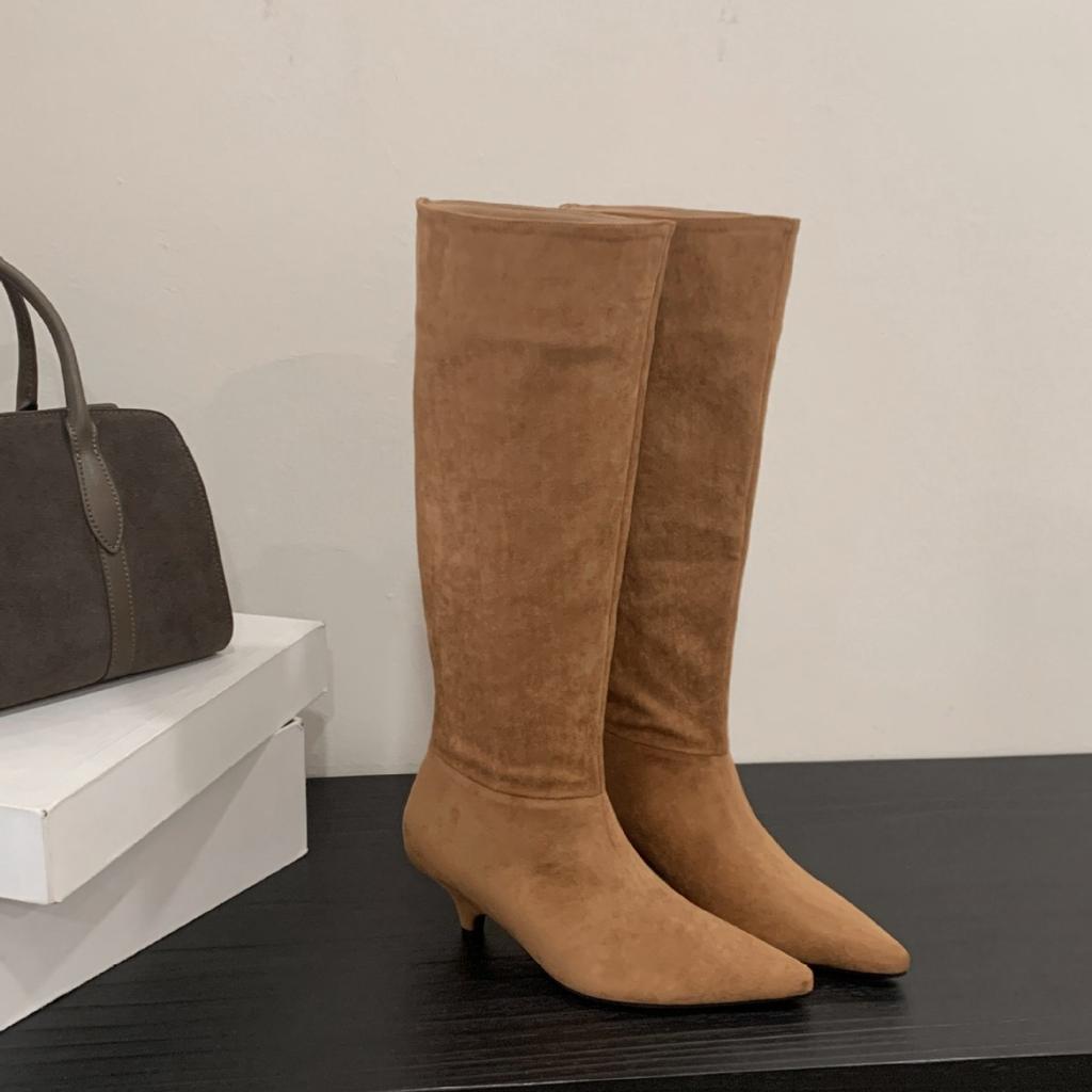 666-5~ French Pointed But Knee Boots Women's Boots New Tall Stacking Boots In Autumn and Winter 2025