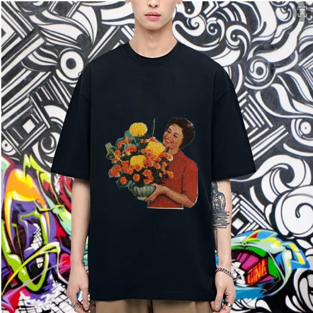 Cotton Fashion Pattern Printed Hip Hop West Men's T Shirt Round Neck Loose Tops Breathable Comfortable Casual Oversized Clothing