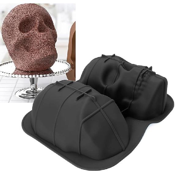 Большая форма для выпечки в виде черепа, Силиконовая форма для выпечки в виде черепа, Черная