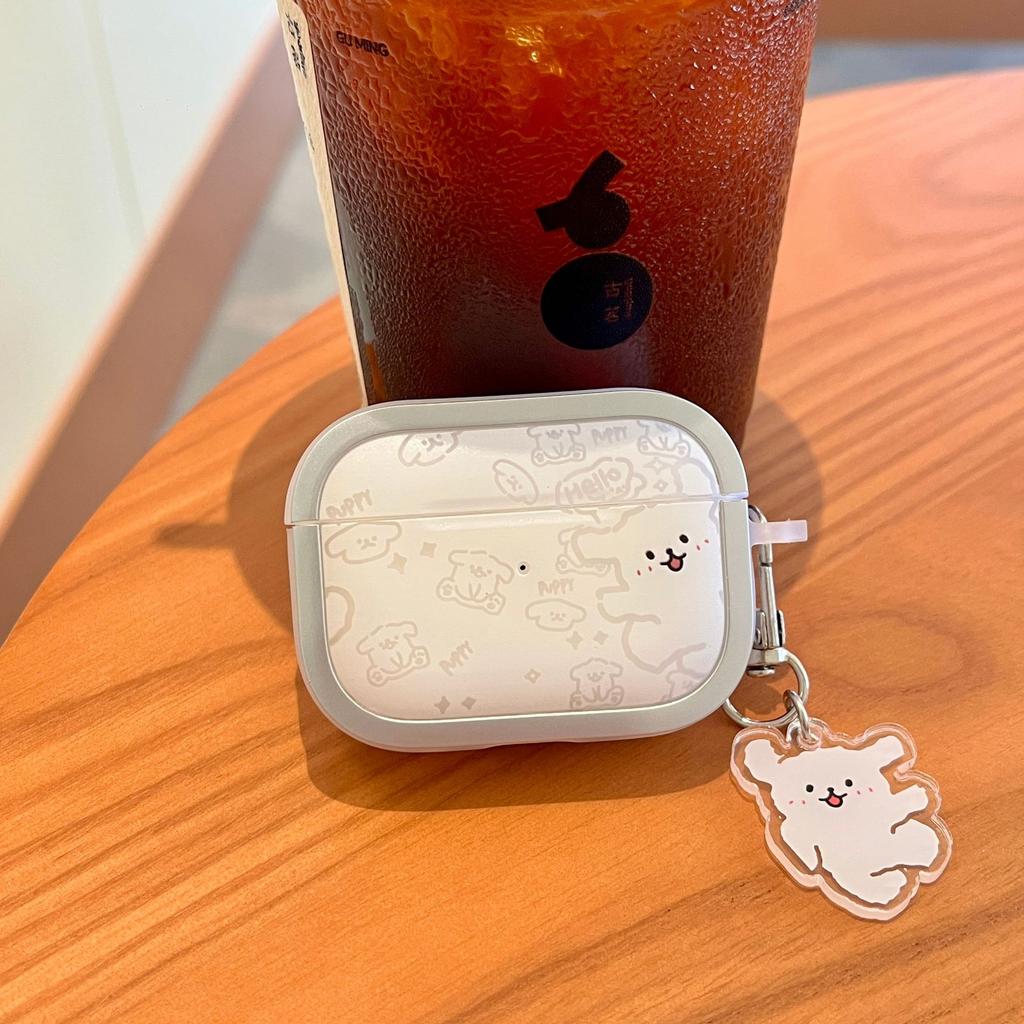 Photo frame plating cute white happy dog for apple AirPods 1 earphone case bluetooth pro1 earphone cover