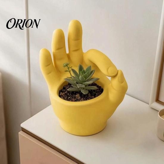 Creative Desktop Ornament for Gift 3D Printed Hand Gesture Planter, OK Finger Flower Pot, Decorative Planter Cute Small Cactus Container Home