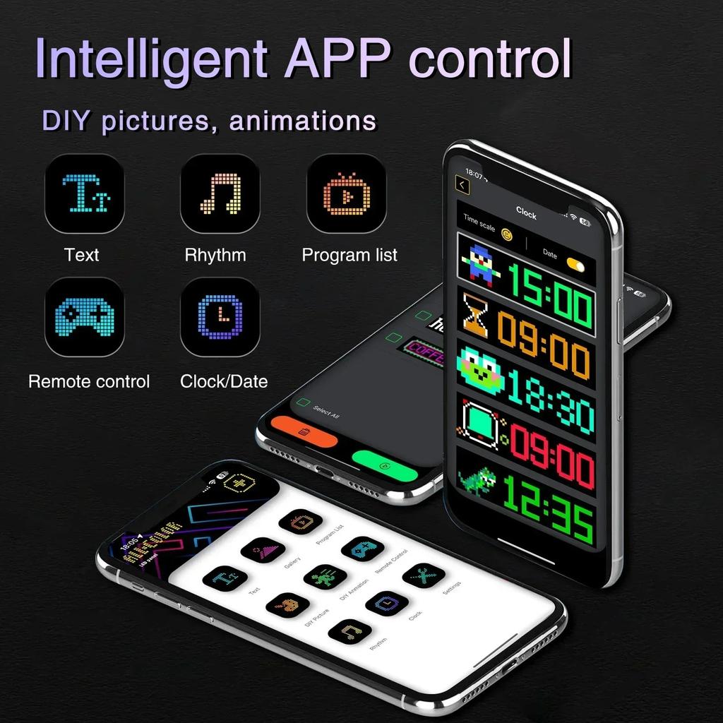 Flexible LED Matrix Display For Car 16x32 Full-Color Bluetooth APP Control Scrolling Sign Demon Eye Kit