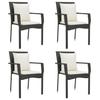 Vidaxl 5-Cz. Garden Furniture Set With Cushions, Black, Poly Rattan