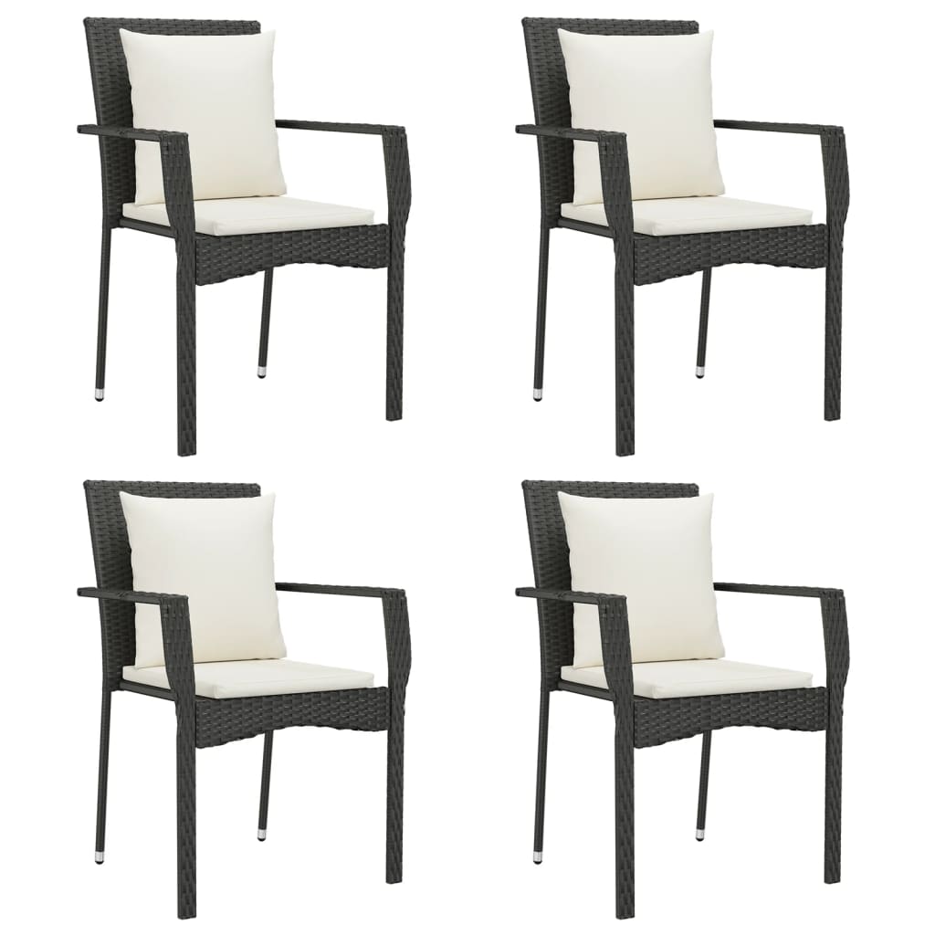 Vidaxl 5-Cz. Garden Furniture Set With Cushions, Black, Poly Rattan