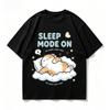 Sleep Mode On Graphic Tshirt Unisex Cute Sleeping Cat On Cloud Print Oneck Short Sleeve Loose Casual Summer Streetwear Tops
