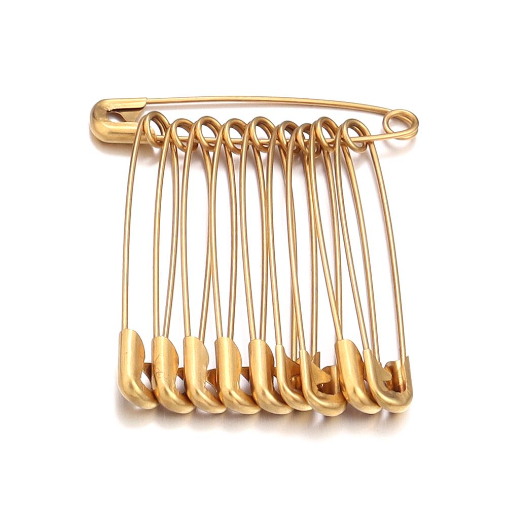 10pcs Stainless Steel Safety Pins 20-56mm Multi Size Gold Steel Color Safety Pins For DIY Home Garment Sewing Tools Accessories