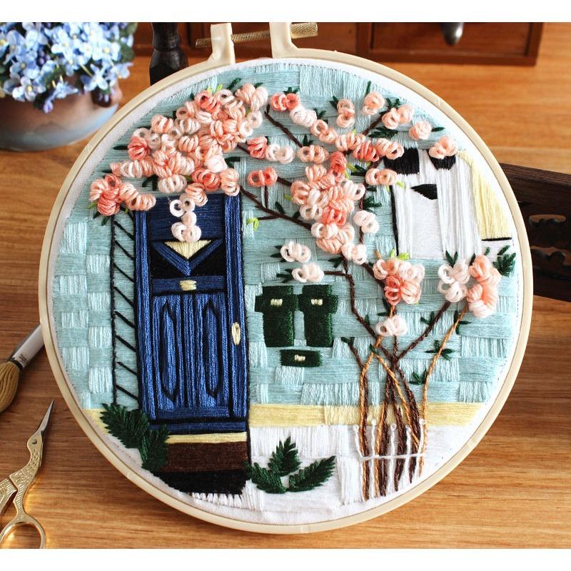 1Pc European Style Architectural Landscape Garden DIY Embroidery Needlework Kit for Embroidery Hobby Beginners