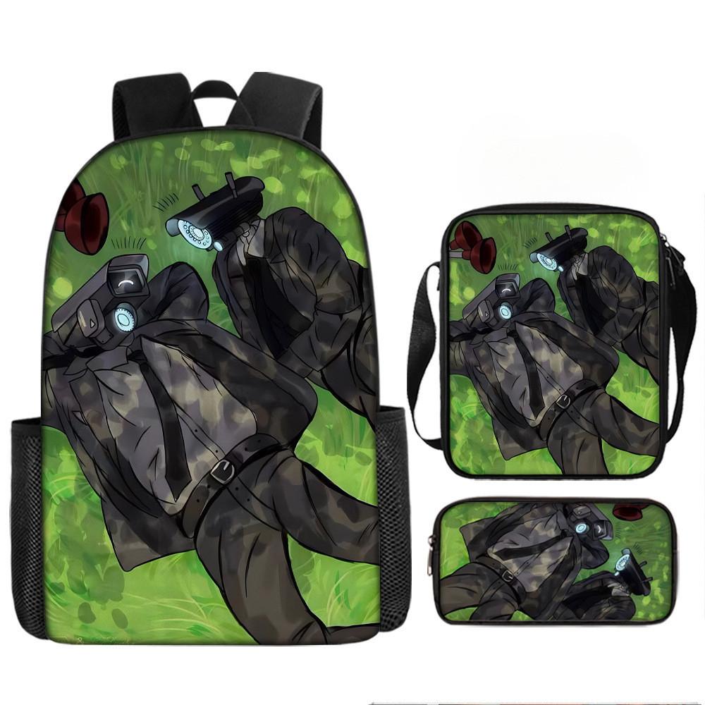 Skibidi Cartoon Toilet Printed Backpack Child Schoolbag Shoulder Bag Pencil Bag