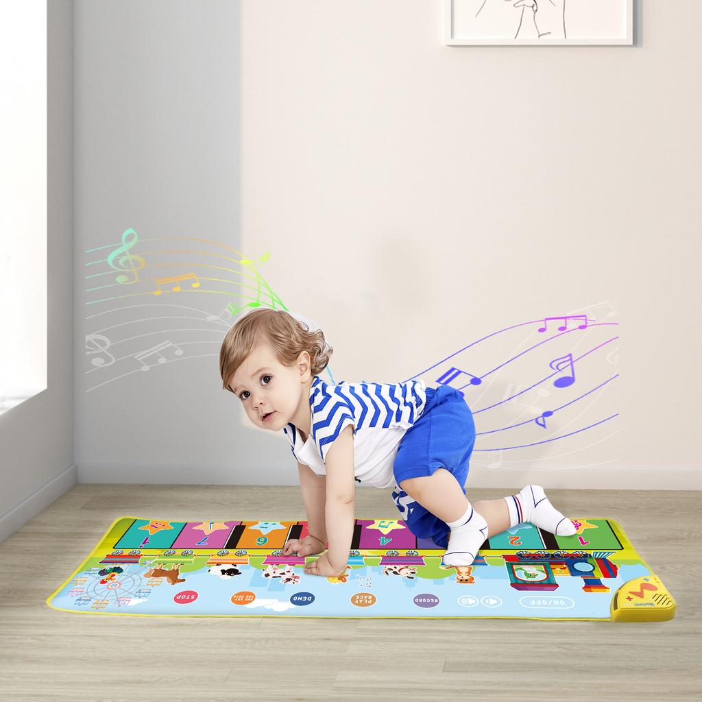 100x38cm Kid Animal Music Piano Mat Toddlers Floor Keyboard Dance Mat 13 Key Kid Musical Toys Educational Toys for Kid Gifts
