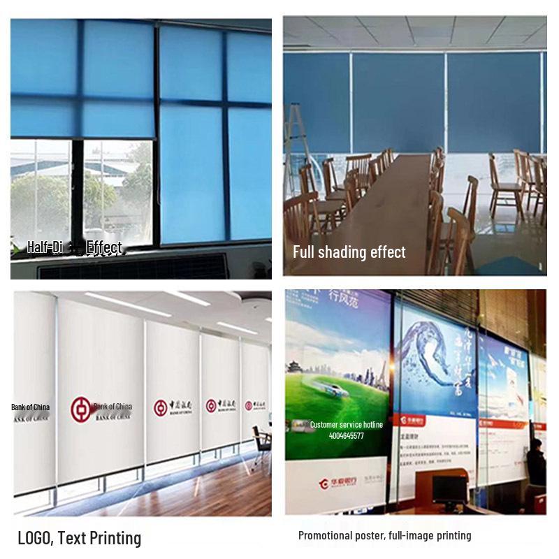No-Drill Thickened Blackout Flame Retardant Office Roller Blinds with Heat Insulation