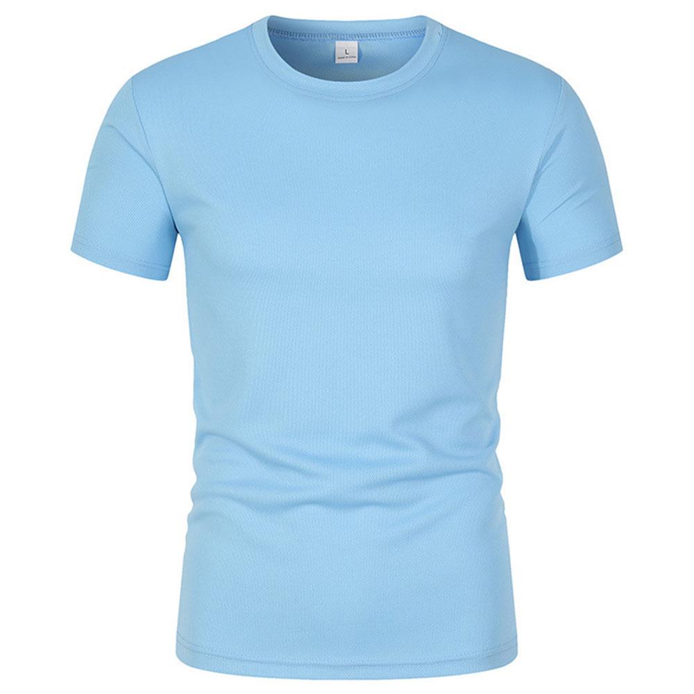 Men's Quick-Dry Mesh Sports T-Shirt - Short Sleeve, Round Neck, Solid Color