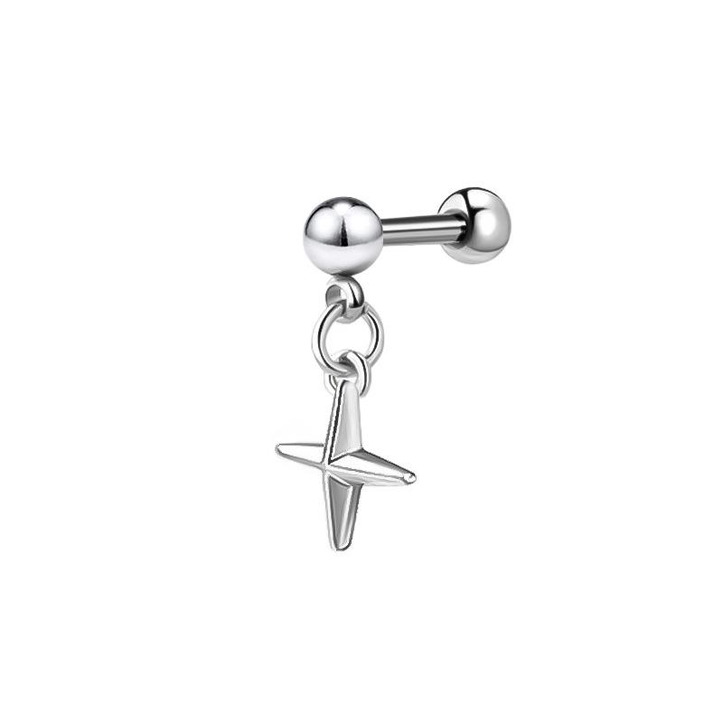 Edelstahl Zirkonia Hantel Knorpelohrringe mit Teufelsteckern, Auf Lager