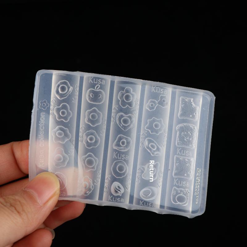 1 Pcs Nail Mold Combination Cartoon Cute Flower Heart Shape Fried Egg Toast 3D Silicone Nail Decoration Transparent Mold