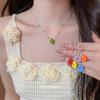 Spring Radiance~ Crystal Flower Pendant Necklace Dopamine Sweet Wind Cute Collarbone Chain Fresh and Versatile Neck Chain