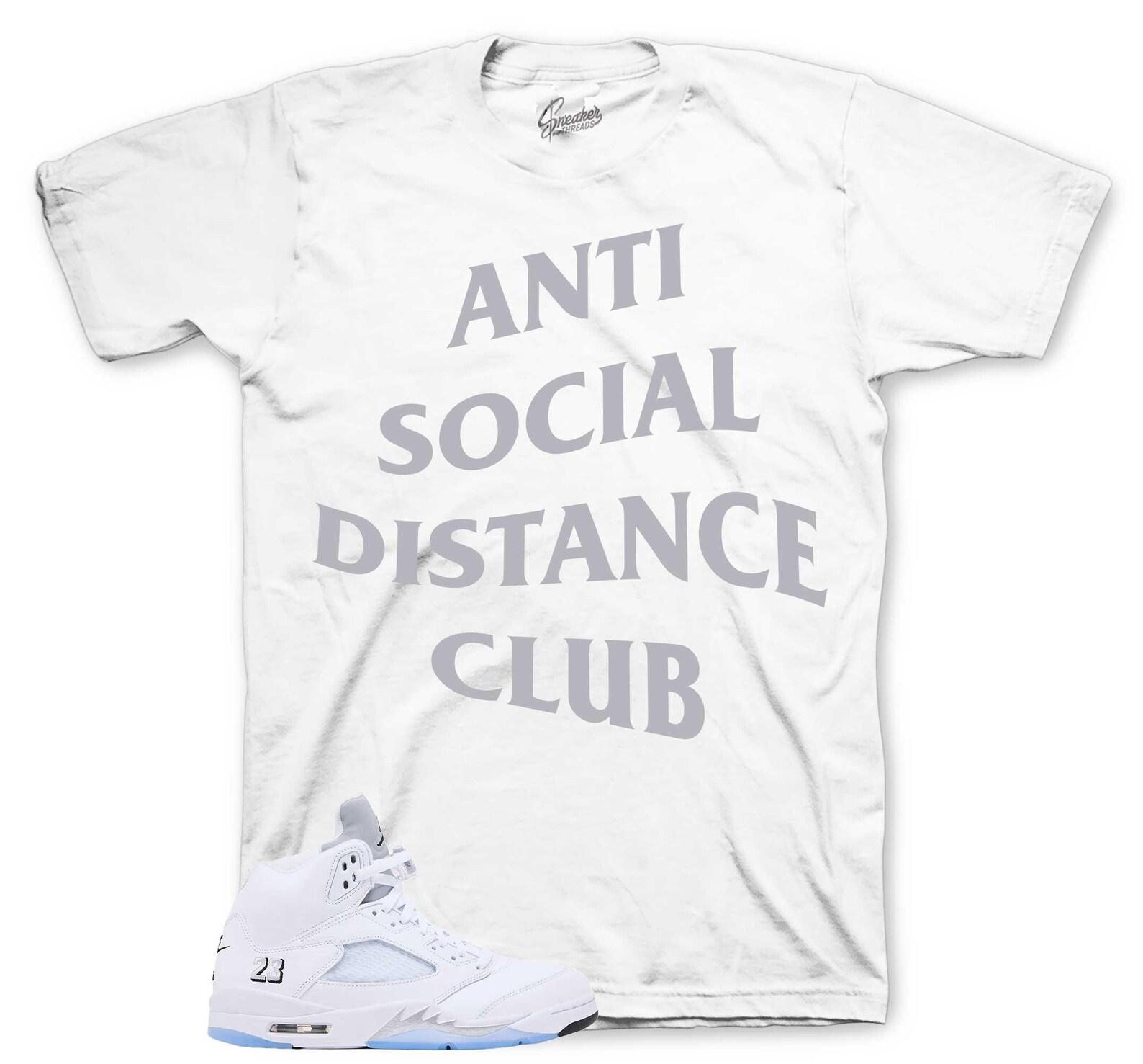 Shirt To Match Retro 5 White Metallic AJ5 - Social Distance Sneaker Tees L