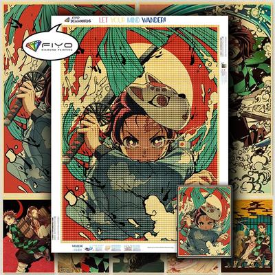 Elmas Nakış Anime Posteri Elmas Boyama Kağıdı Vintage Elmas Mozaik Çapraz Dikiş Ev Dekor