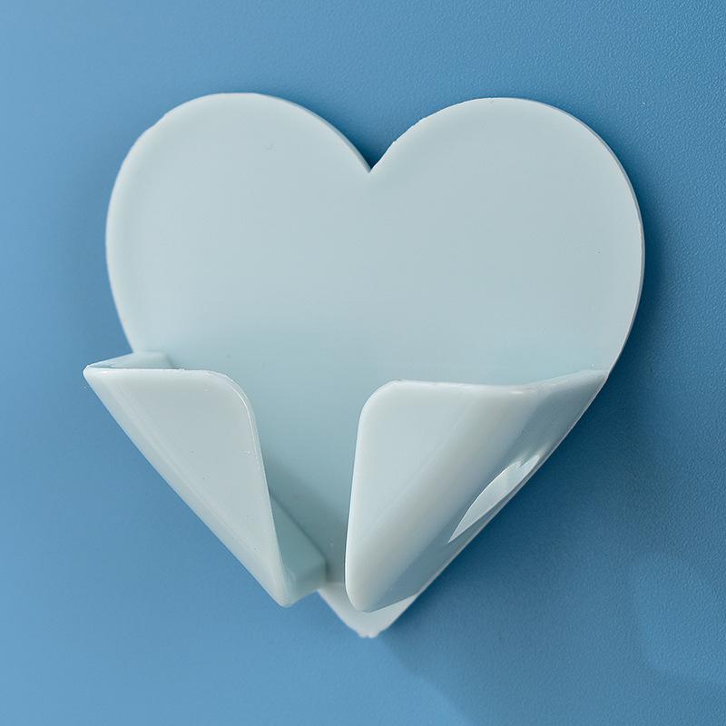 

Сердце Держатель вилки шнура питания Настенный Мультяшный Самоклеящийся Крючок Полка-держатель для хранения розеток Домашний органайзер 1PCS светло-синий