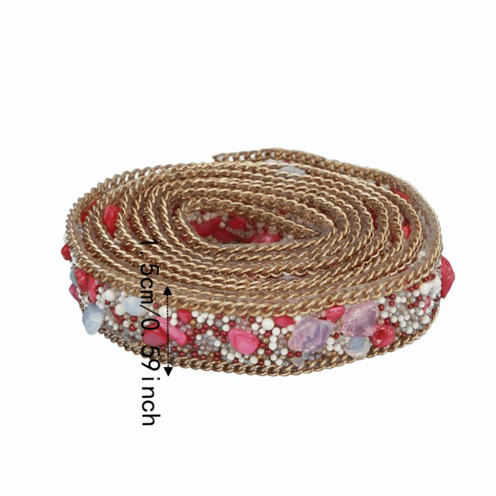 1pcs 1 Yard Rhinestone Chain 0.6 Inch Beaded Trim Shiny Rhinestone Ribbon For DIY Crafts