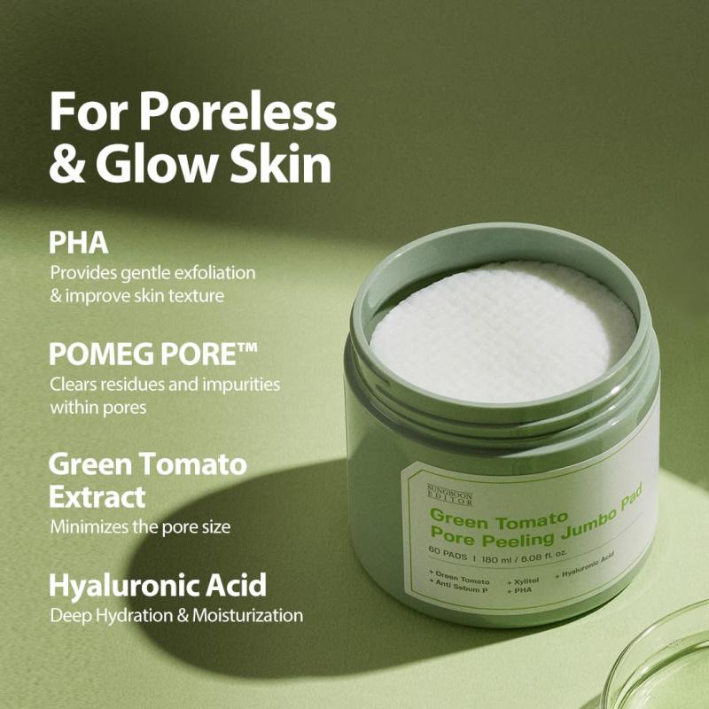 Sungboon Editor Green Tomato Pore Peeling Jumbo Pad 60Pads 180ml