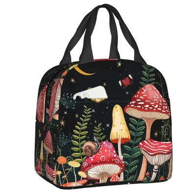 Custom Mushroom Insulated Lunch Bag for Women Waterproof Cooler Thermal Bento Box Kids School Children