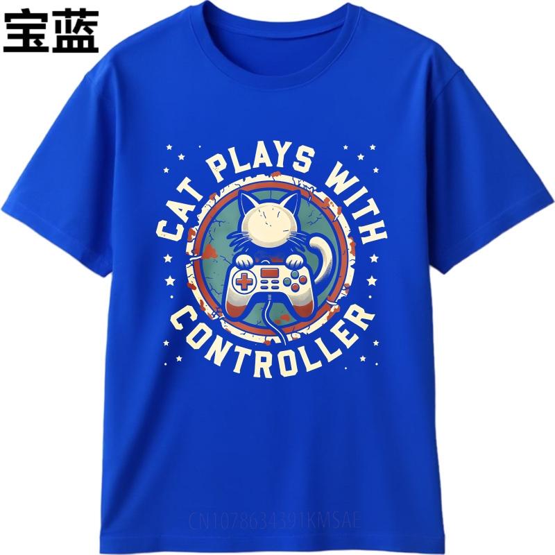 Summer tshirt male Travel Women Oneck tshirt Vintage Cat Plays With Controller Retro Teenagers Tee shirt Graphic Workout tops