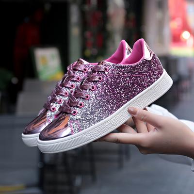 Dwayne Damskie Wulkanizowane Buty Cekiny Nit Brokat Okrągły Nosek Sznurowane Buty Outdoor Skateboard Błyszczące Sneakersy Damskie rtg67