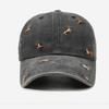 Washed Embroidery Puppy Cap Soft Duckbill Cap Versatile Distressed Baseball Cap  Women