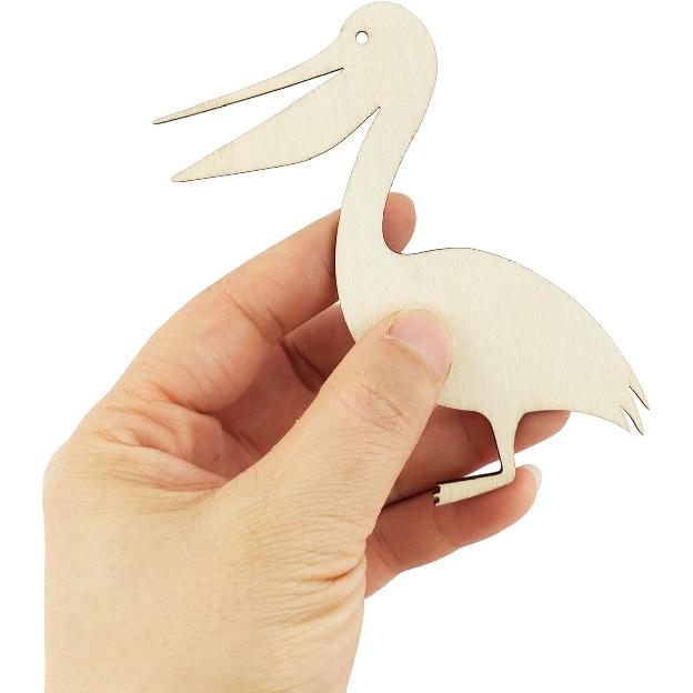30 Pack 4 Inch Wood Pelican Cutouts Unfinished Wood Pelican Crafts Wooden Pelican Hanging Ornaments DIY Pelican Craft Gift Tags for Home Party