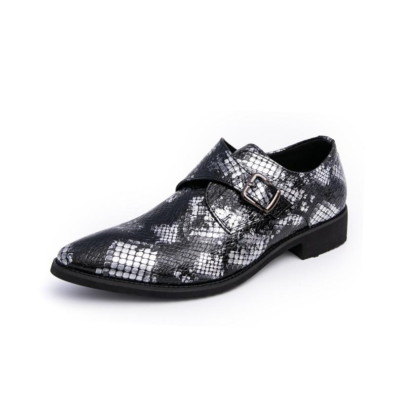 Luxury New Designer Snakeskin Patent Leather Buckle Formal Shoes For Men Dress Wedding Prom Homecoming Monk Strap Loafers