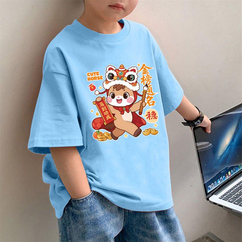 Children's clothing T-shirt retro printed fashionable red T-shirt