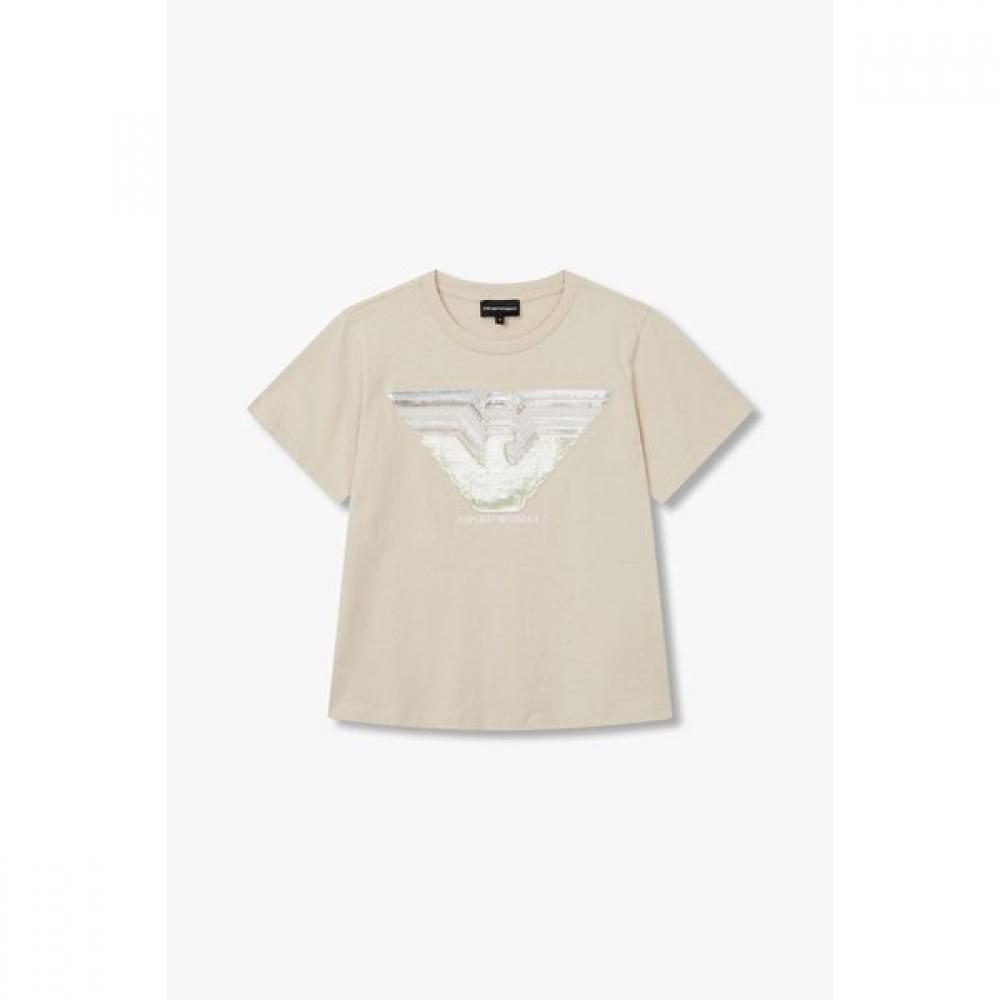 Emporio Armani Women S Sequin Eagle Logo T ShirT A524126525 XS