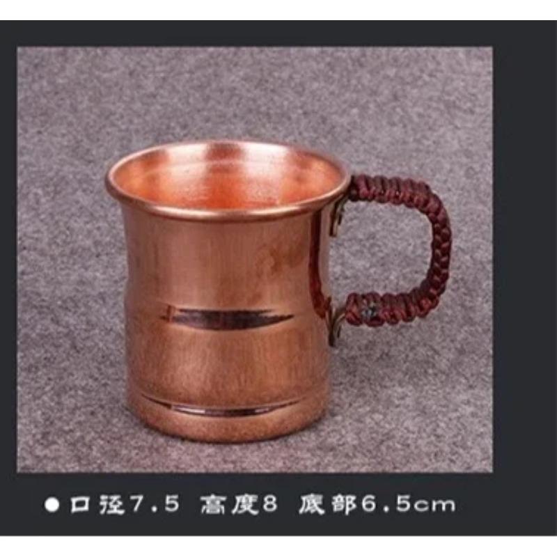 

Виготовлена вручну пивна/молочна кружка з чистої міді з плетеною ручкою, потовщена, для московського мула, 400 мл, чашка для сніданку, московський посуд, столовий посуд 8x6.5cm B