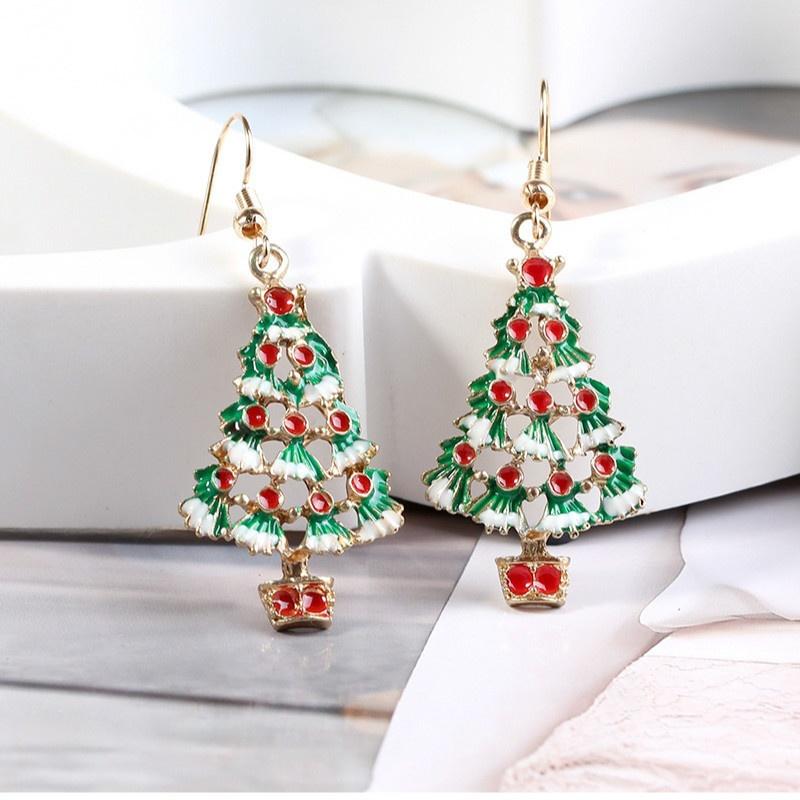 Christmas Crystal Snowman Earrings Enamel Snowflake Socks Pendant Necklaces for Women Girls Xmas 2024 New Year Jewelry Gifts
