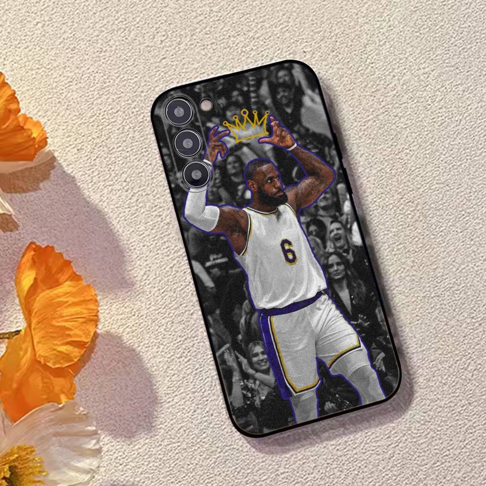 Basketball Superstar LeBron James Phone Case Black Silicone Soft For Samsung Galaxy A73,A72,A71,A70,A53,A52,A51